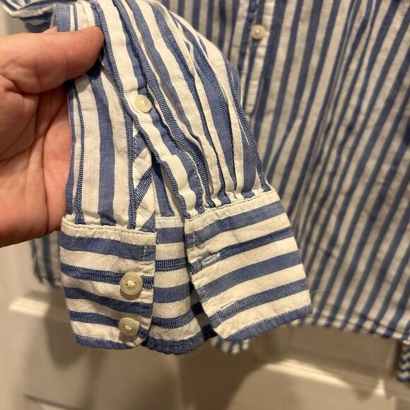 J.Crew The Perfect Shirt Button Up Top Shirt Blue White Striped Size Large - Picture 4 of 6